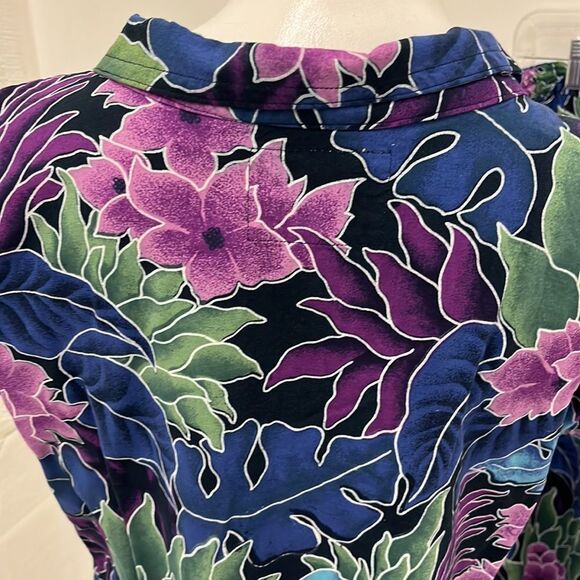 Bali Maximalist Purple Blue Floral Summer 2-Piece Wide Leg Casual Pant Set - Picture 8 of 10